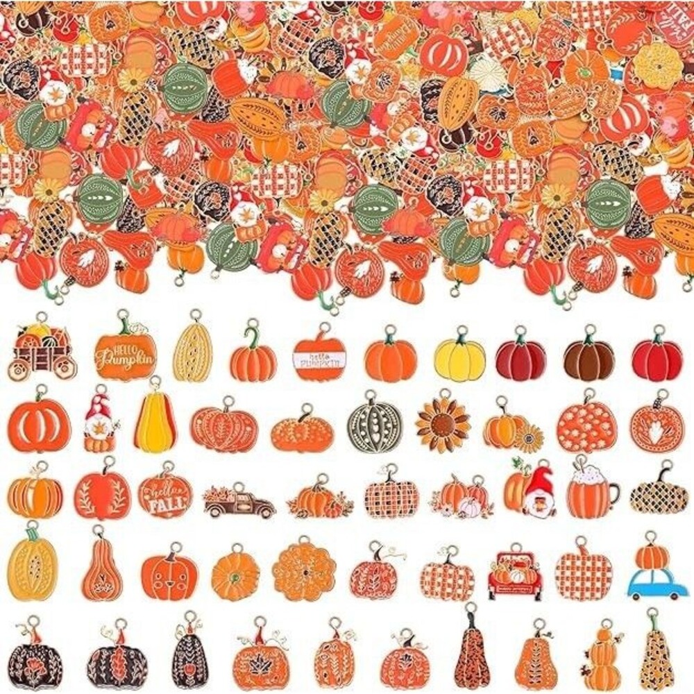 300pcs Alloy Hang Dangle Pumpkin Charms Enamel Pendants for Jewelry Making NEW